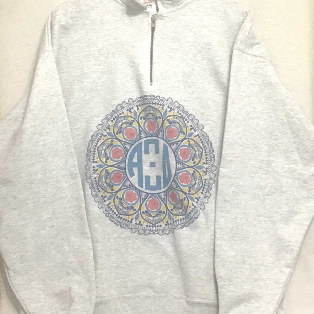 NWOT JERZEES SUPER SWEATS MEN'S HALF ZIP GRAY ALPHA THETA DELTA PULLOVER SZ: XL